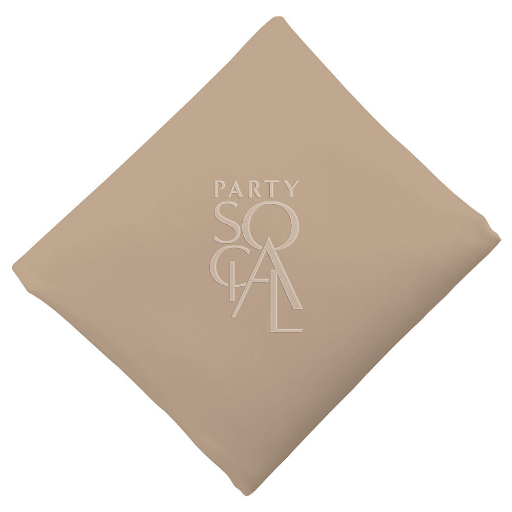 Luxurious champagne gold satin napkin, featuring a warm and elegant color with a subtle shimmer. The champagne gold adds a touch of opulence and elegance to any table setting.