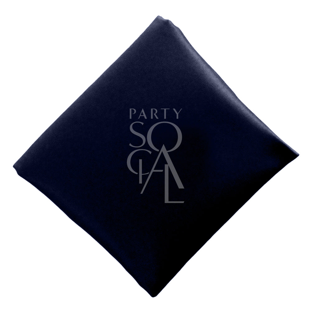 Classic navy satin napkin, featuring a deep and timeless color with a smooth, glossy finish. The navy satin adds a sophisticated and elegant touch, perfect for any formal occasion.