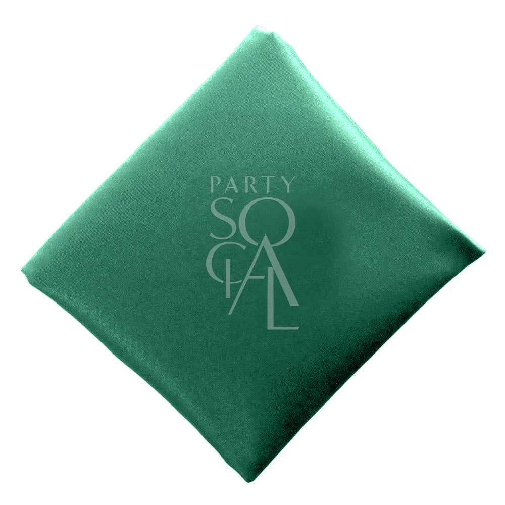 Elegant royal green satin napkin, featuring a deep and regal hue with a smooth, glossy finish. The royal green adds a touch of sophistication and luxury, ideal for a refined table setting.