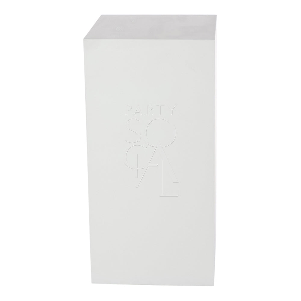 Modern square white podiums with a sleek, minimalist design and smooth finish. The podiums provide a clean and elegant platform, ideal for displaying awards, decor, or event features. Their crisp white color and simple shape add a touch of sophistication to any presentation or setting.