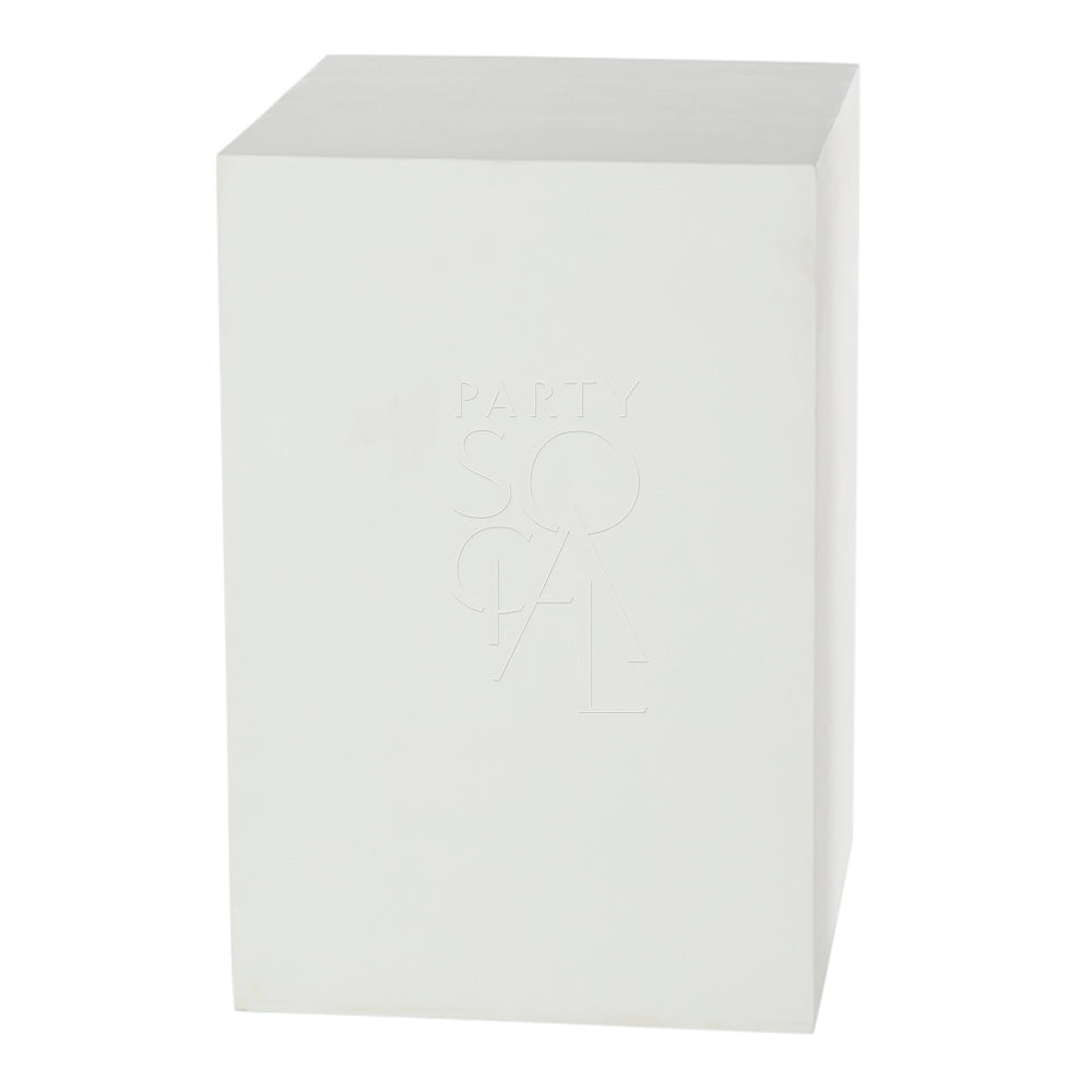 Modern square white podiums with a sleek, minimalist design and smooth finish. The podiums provide a clean and elegant platform, ideal for displaying awards, decor, or event features. Their crisp white color and simple shape add a touch of sophistication to any presentation or setting.