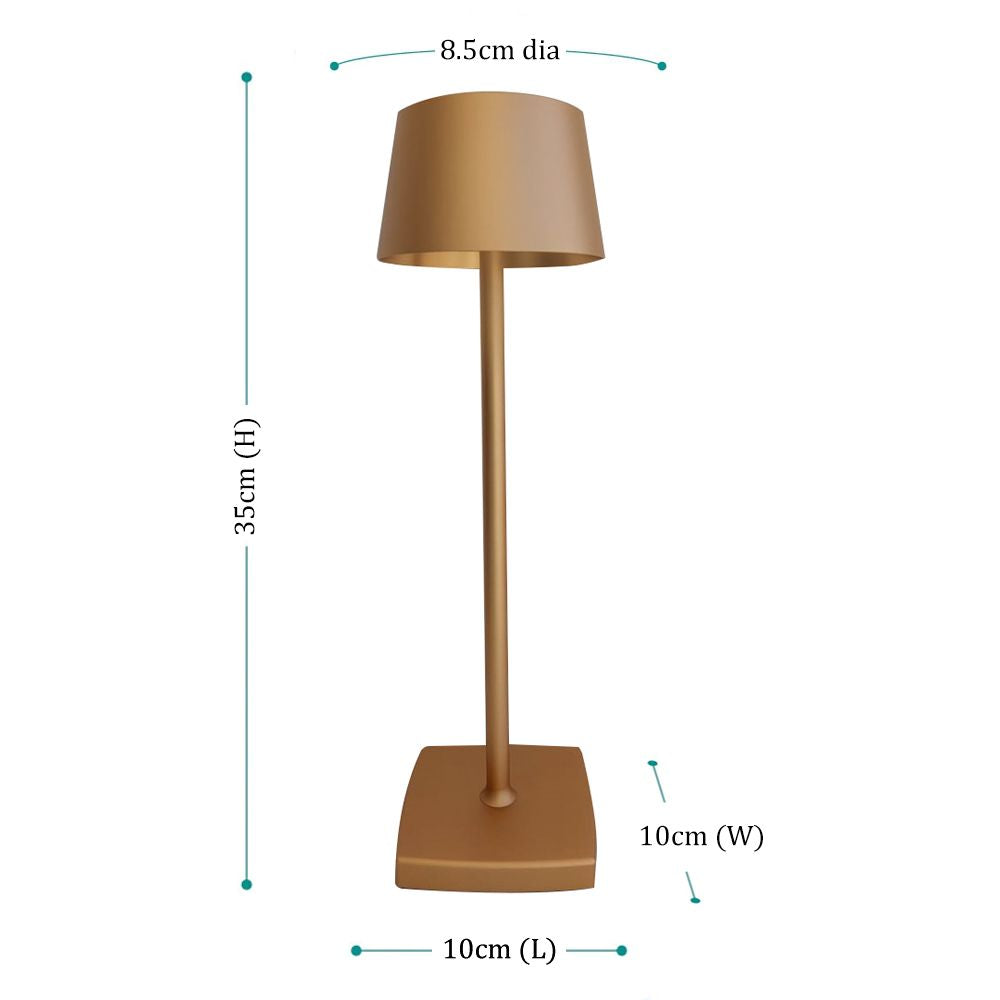 Chic wireless lamp in rose gold, showcasing a stylish design with a gleaming, metallic finish. The rose gold color adds a touch of luxury and elegance, while the wireless feature offers convenience and flexibility, making it a perfect accent piece for any decor.