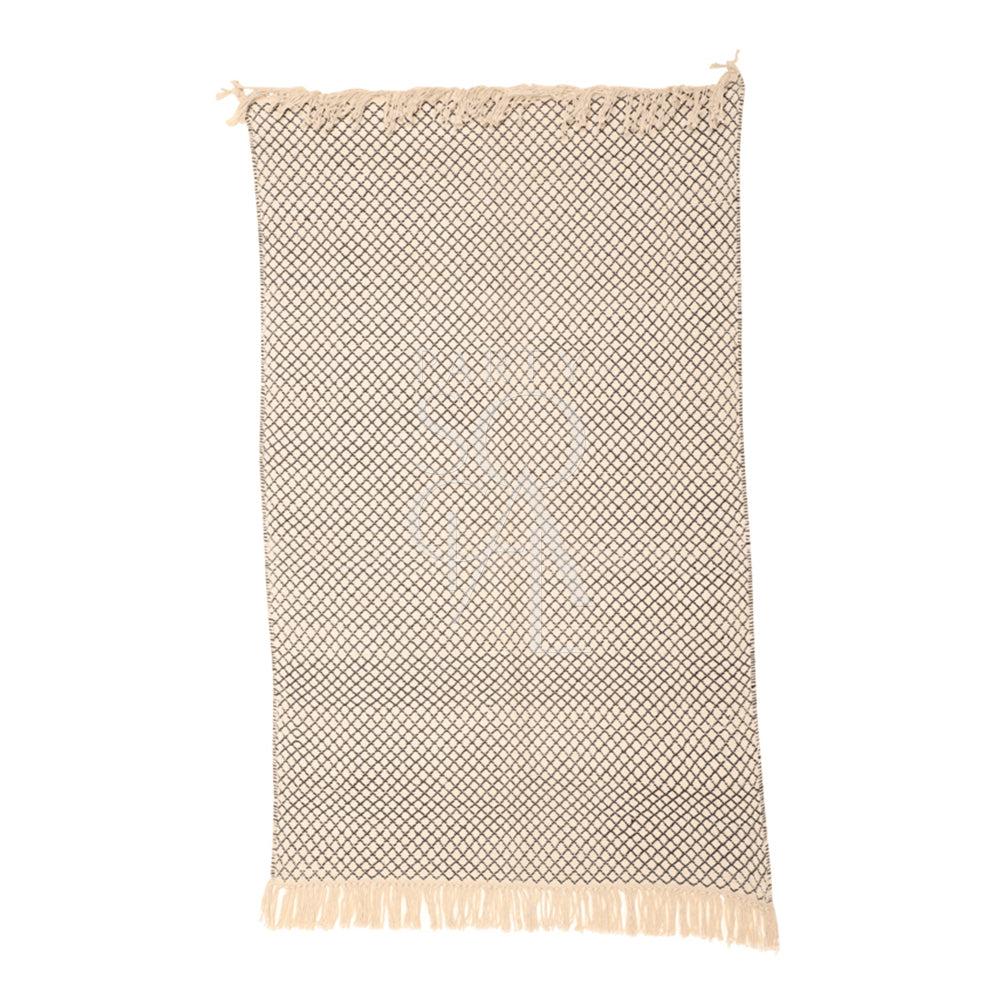 Modern rug featuring a stylish diamond print pattern with a bold geometric design. The rug’s clean lines and contrasting colors create a dynamic visual effect, adding contemporary flair and sophistication to any living space or room decor.