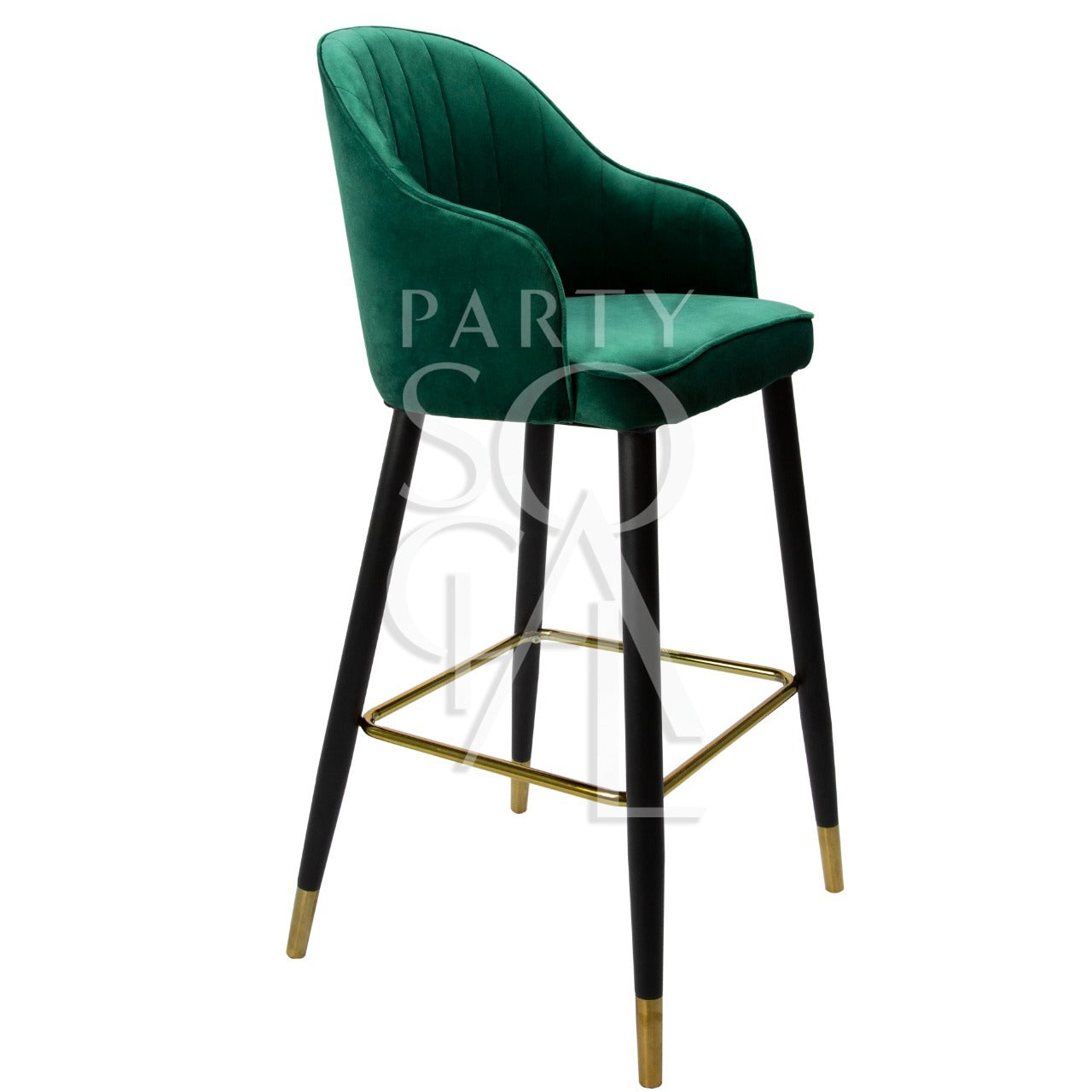 A stylish velvet stool in royal green. This elegant stool features a plush velvet upholstery in a rich, vibrant green color, adding a touch of luxury and sophistication. Ideal for use as extra seating or as a decorative accent, its deep green hue enhances any space with a pop of color and class.