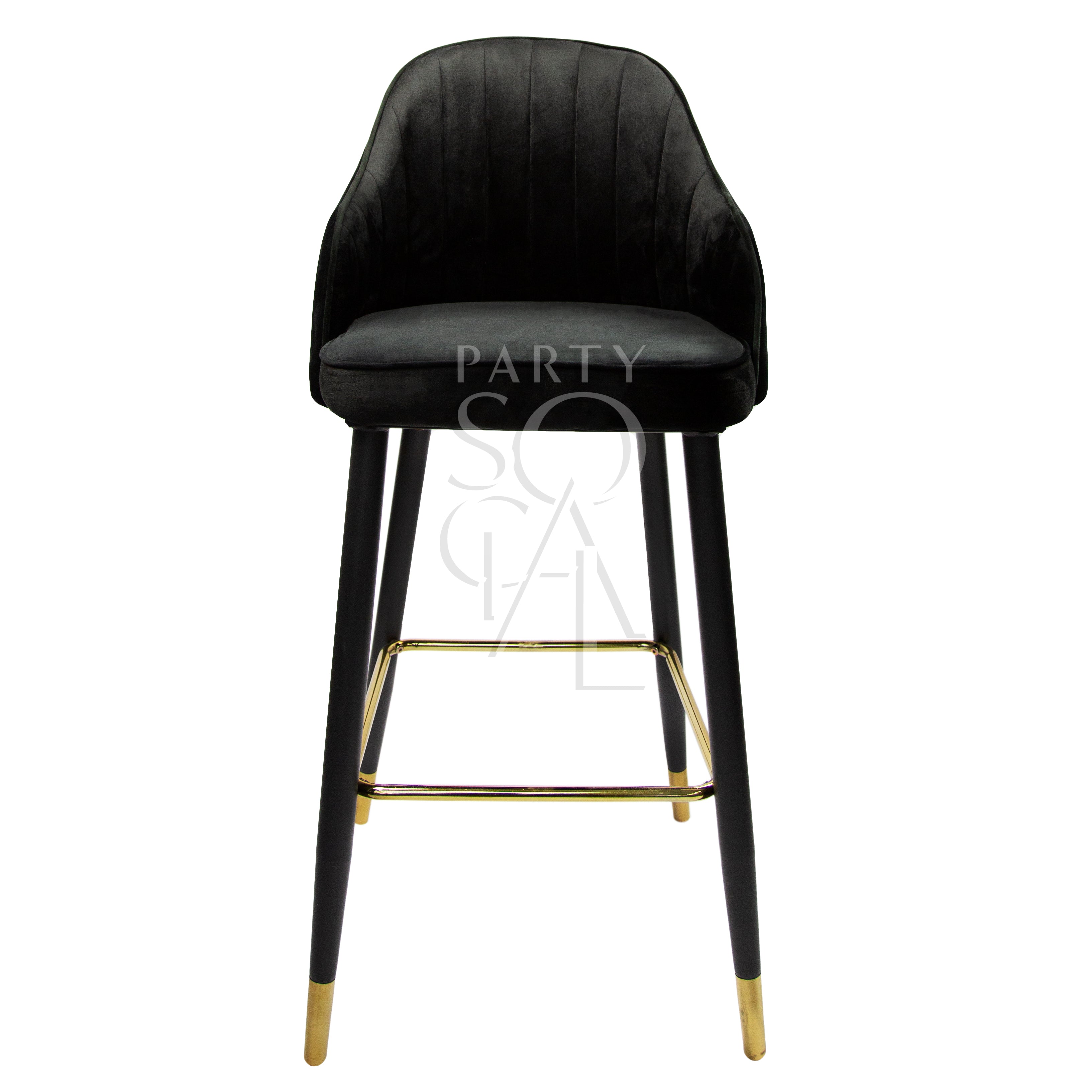 A chic velvet stool in black. This sleek stool is upholstered in soft, luxurious black velvet, offering a sophisticated and modern touch to any room. Its versatile black color makes it a stylish addition to various decor styles, whether used as extra seating or a decorative piece.