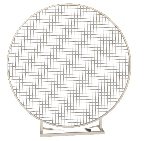 Round mesh backdrop, ideal for both large and small events. Measuring 200cm in diameter, it provides a versatile space for placing balloons or flowers along the top or throughout the mesh. Additionally, it can accommodate neon signs or other signage to enhance visual impact.