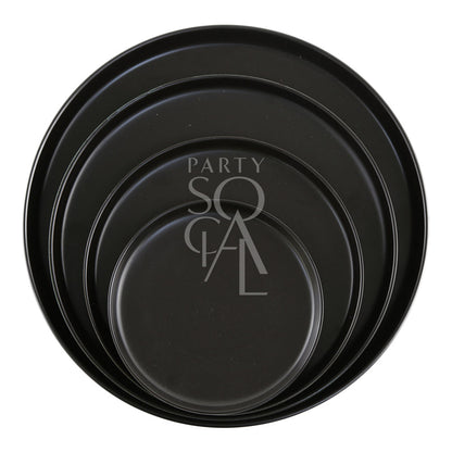 Round black ceramic plates, crafted from high-quality ceramic with a sleek and modern design. Perfect for elegant table settings.