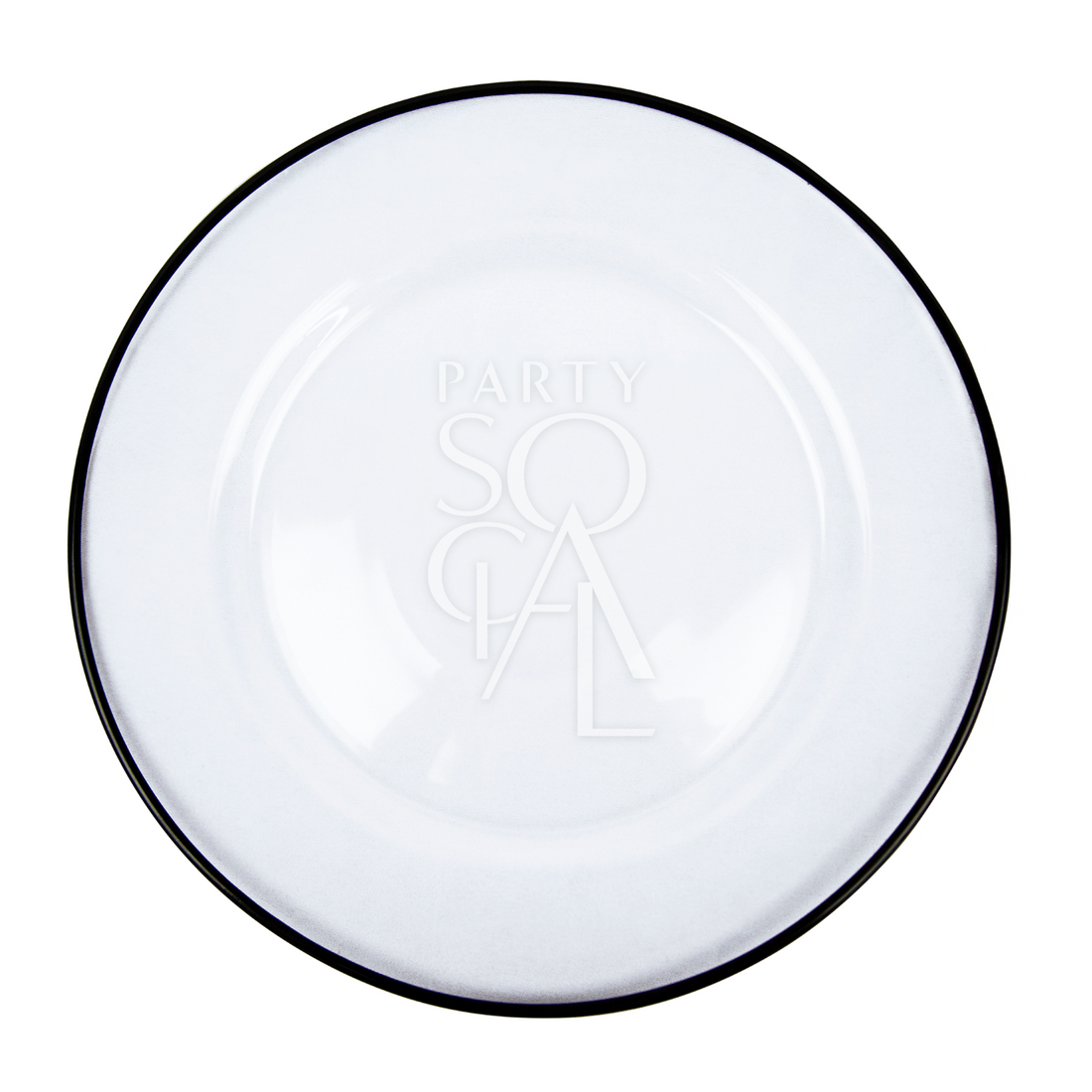 CHARGER PLATE - CLEAR W/ BLACK RIM