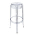 Ghost chair bar stool featuring a sleek and modern design with a transparent acrylic construction. This contemporary stool combines minimalist aesthetics with functionality, making it a versatile addition to any bar or counter area. Its clear design seamlessly blends with various décor styles while providing comfortable and stylish seating.