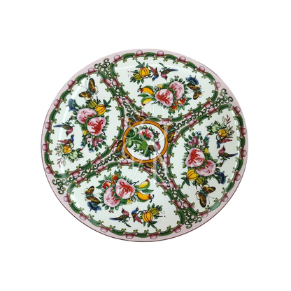 Floral patterned plates featuring intricate, colorful flower designs, ideal for adding elegance and charm to any dining table.