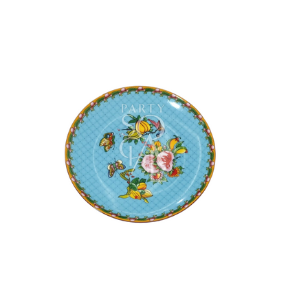 Floral patterned plates featuring intricate, colorful flower designs, ideal for adding elegance and charm to any dining table.