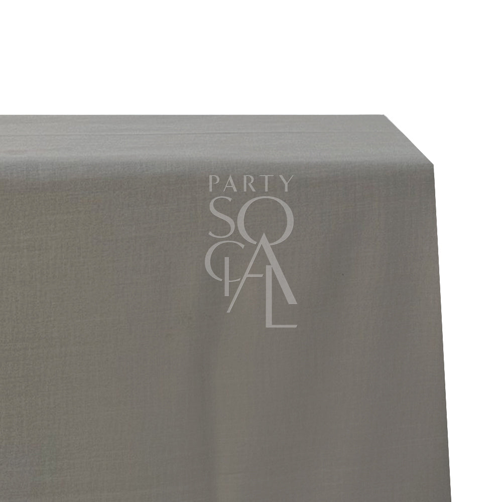 A rectangular cotton-linen tablecloth in dark grey, with a modern and sleek appearance. This stylish tablecloth adds a touch of sophistication and depth to your dining area, ideal for contemporary settings and formal occasions.