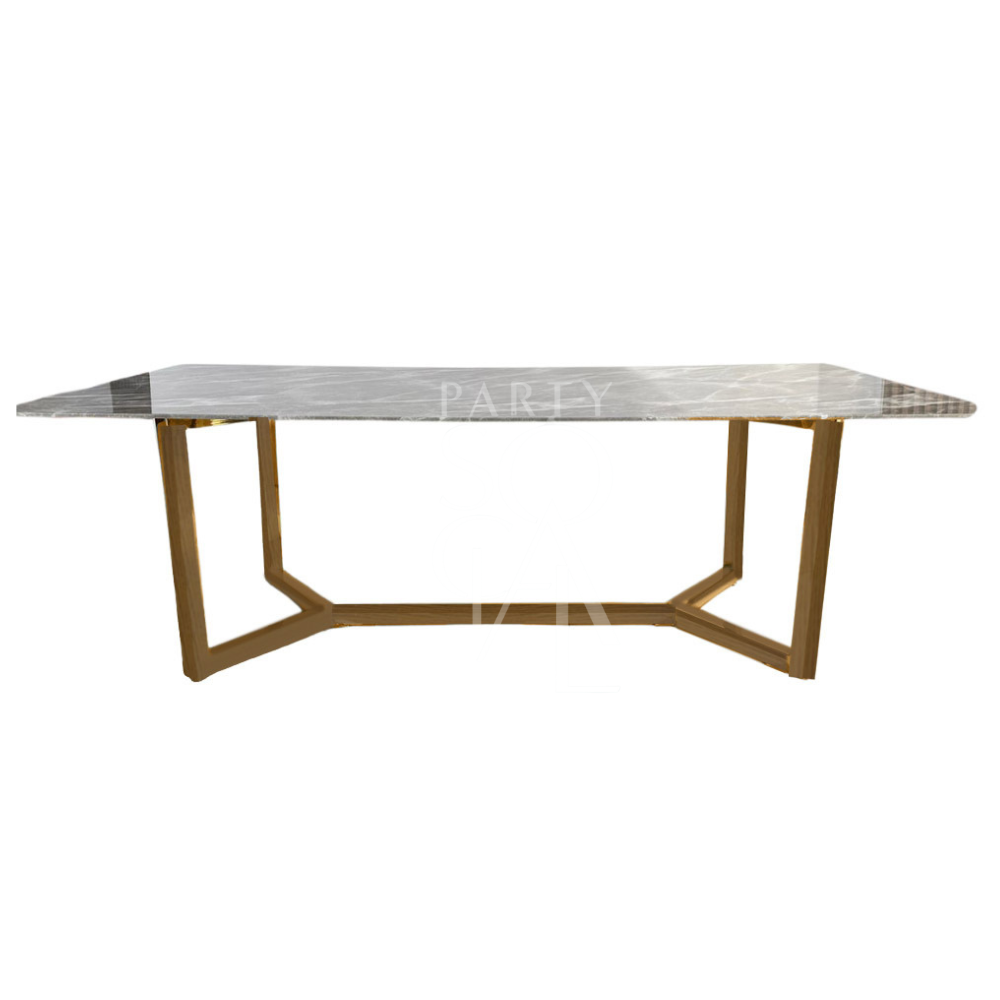 A table with a natural base and a grey marble top, featuring a stylish and contemporary design. The natural base provides a warm, earthy contrast to the elegant grey marble top, adding sophistication and modern charm to any decor.