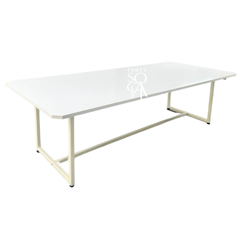 A white rectangular table designed for kids, featuring a clean and simple design. This sturdy table provides a practical and stylish solution for children&