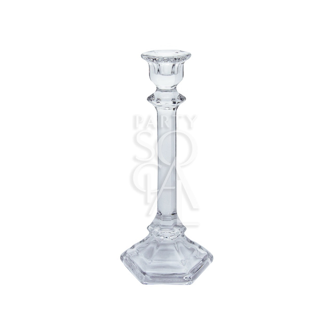 TAPERED GLASS CANDLESTICKS SET OF 3