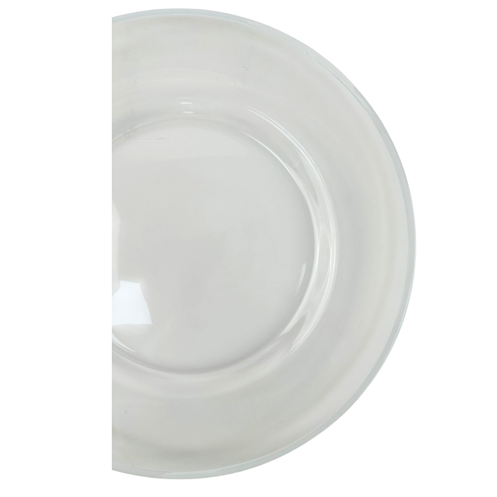 CHARGER PLATE - CLEAR W/ WHITE RIM