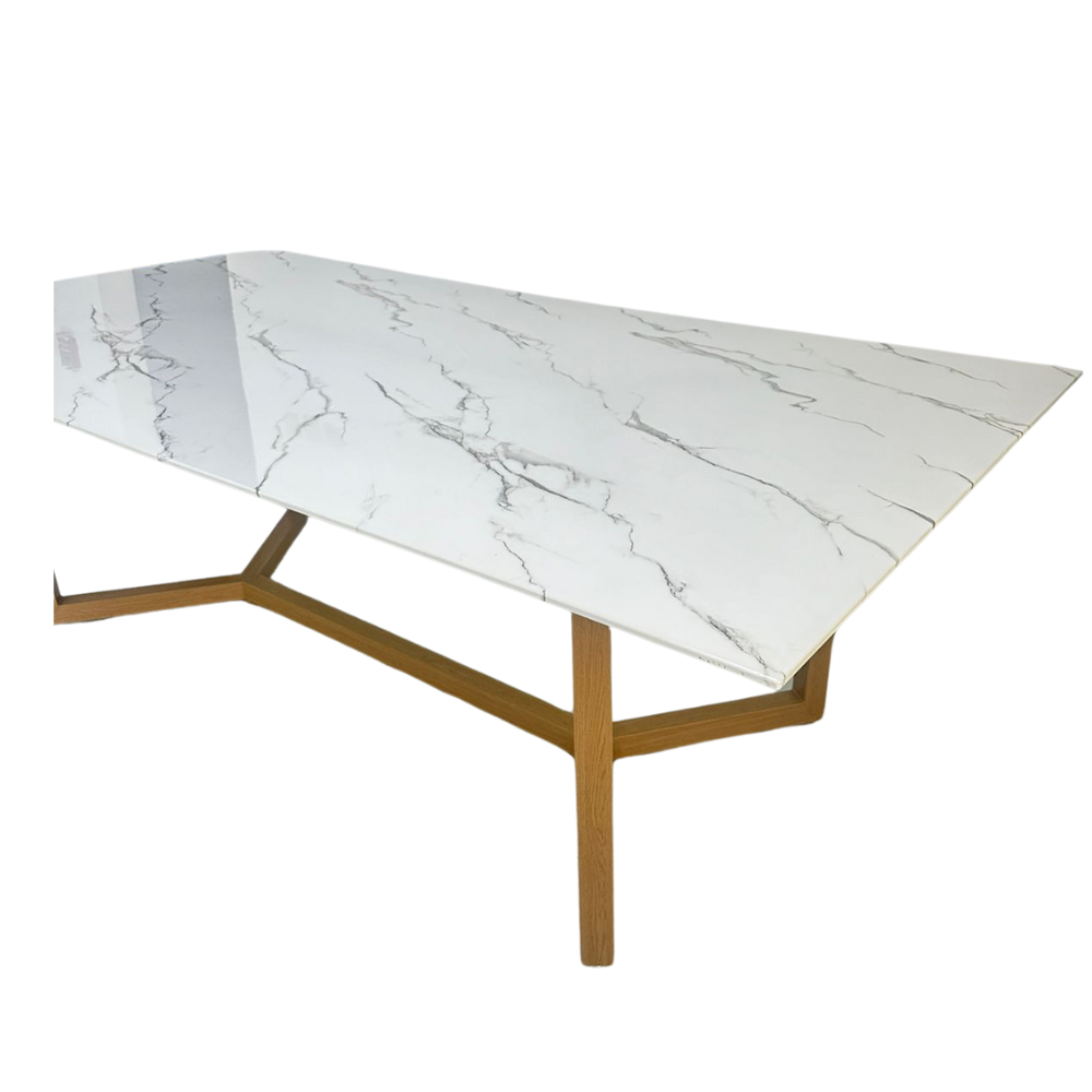 NATURAL BASE WITH WHITE MARBLE TOP