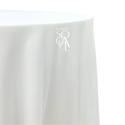 Round cotton linen tablecloth in off white, offering a classic and versatile neutral tone. The off white color provides a clean and elegant look, ideal for any occasion.