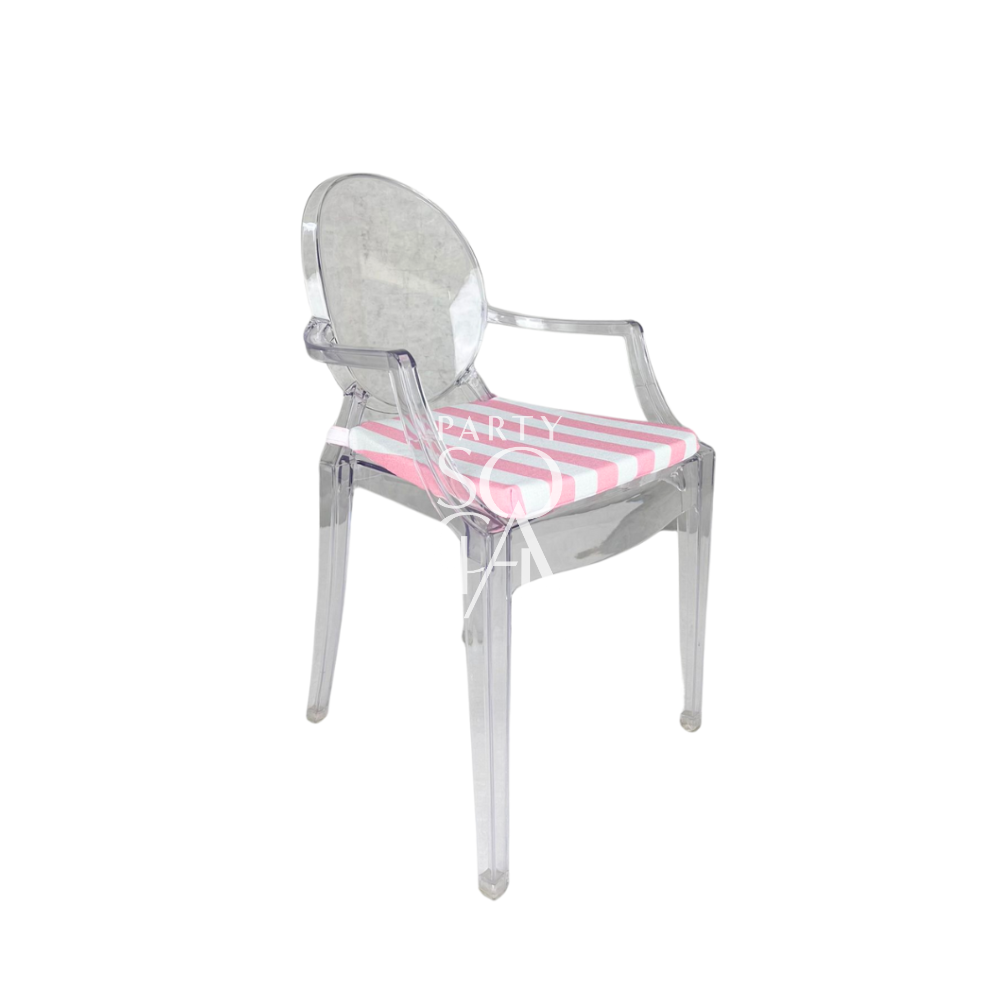 Mini Ghost Chair w/ Pink Stripes Cushion