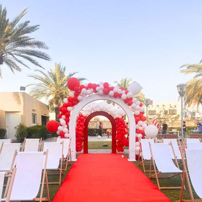 A wooden U-shaped backdrop, featuring a natural and elegant design. The wooden material adds a touch of warmth and rustic charm, while the U-shape provides a unique and stylish focal point, ideal for enhancing the decor of events, photo shoots, and special occasions.