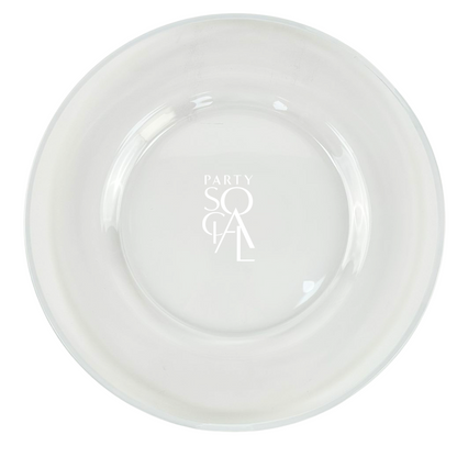 CHARGER PLATE - CLEAR W/ WHITE RIM