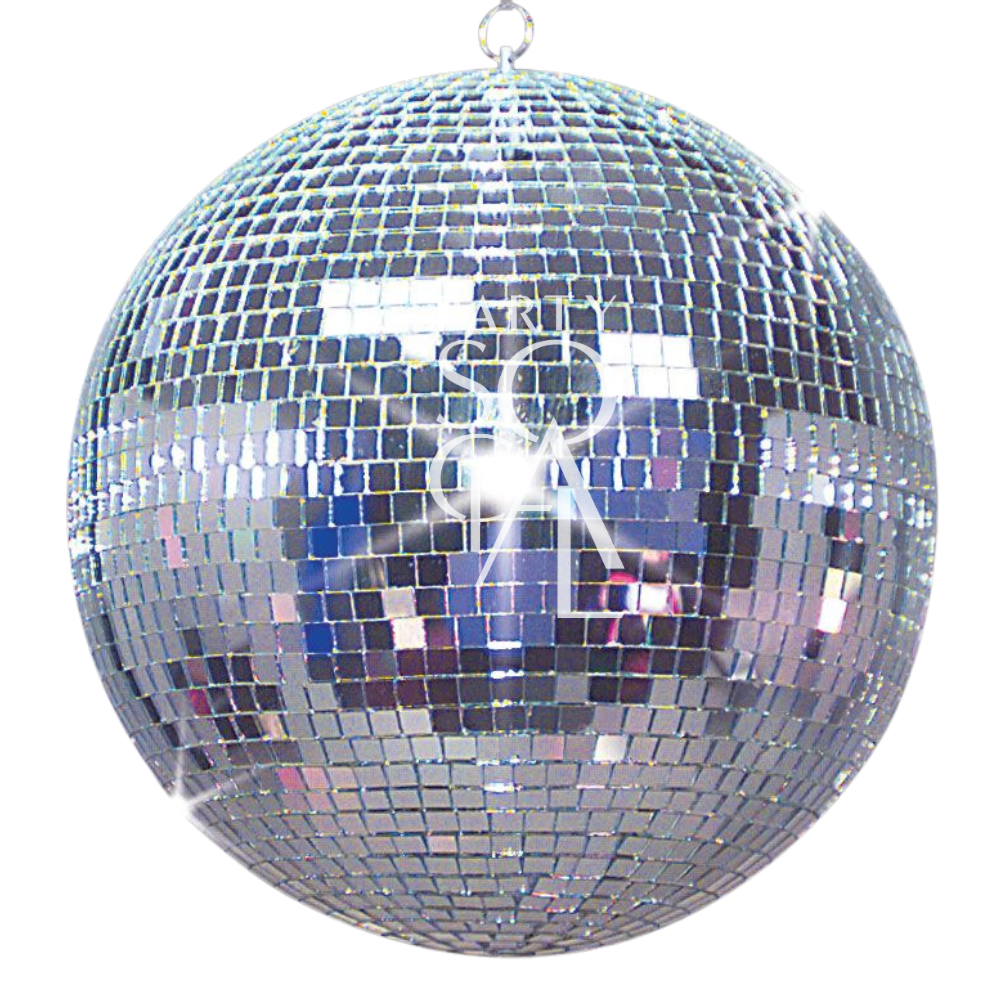 Disco Balls, available for rent, featuring a classic mirrored design that adds a sparkling, retro touch to any event. These eye-catching decorations are perfect for creating a lively and festive atmosphere at parties, weddings, and other celebrations. The shimmering surfaces reflect light beautifully, enhancing your event with a dynamic and glamorous effect. Ideal for dance floors and themed parties, these Disco Balls bring a fun and vibrant element to your decor.