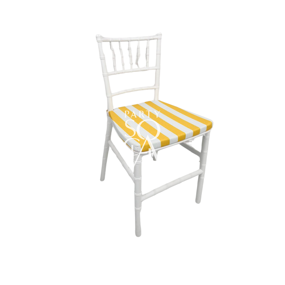 Mini Chiavari Chair w/ Yellow Stripes Cushion