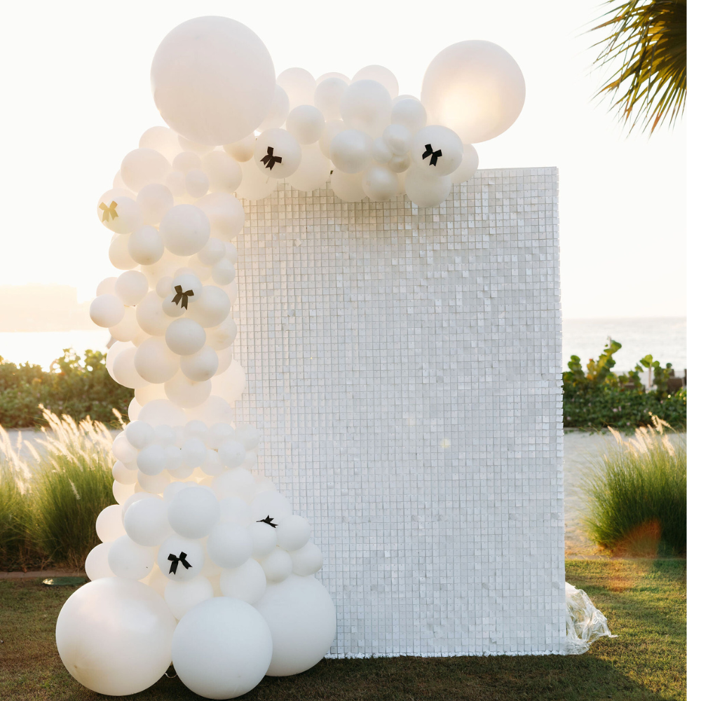 White Sequin Wall Balloon Backdrop