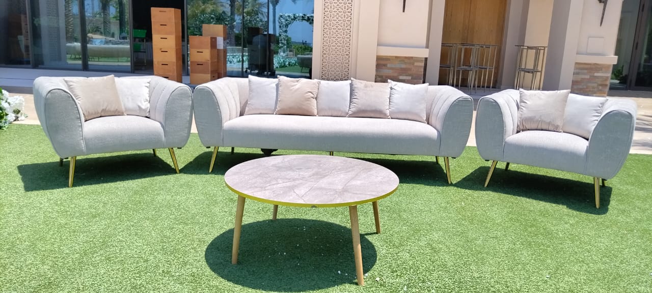 A single-seater sofa with a sand-textured fabric, featuring a sophisticated and comfortable design. The sand texture adds a subtle and elegant touch, while the single-seater shape provides a cozy and stylish seating option for any living space.