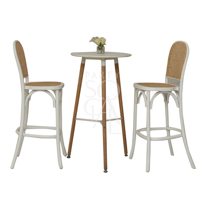 Eames replica cocktail table with a sleek, mid-century modern design. Features a round glass top with a minimalist white base and chrome legs. A stylish and functional addition to contemporary interiors.