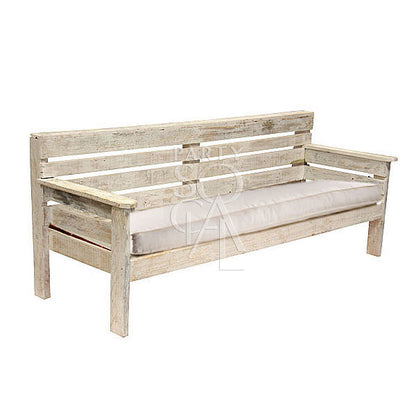 White wood 4-seater lounge with a sleek and modern design, featuring a comfortable upholstered seating area, clean lines, and a sturdy white wood frame. Perfect for creating a stylish and inviting space in living rooms or lounges.