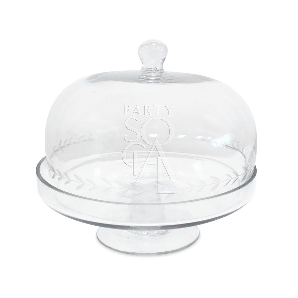 CAKE STAND - CLEAR SIMPLE GLASS &amp; COVER