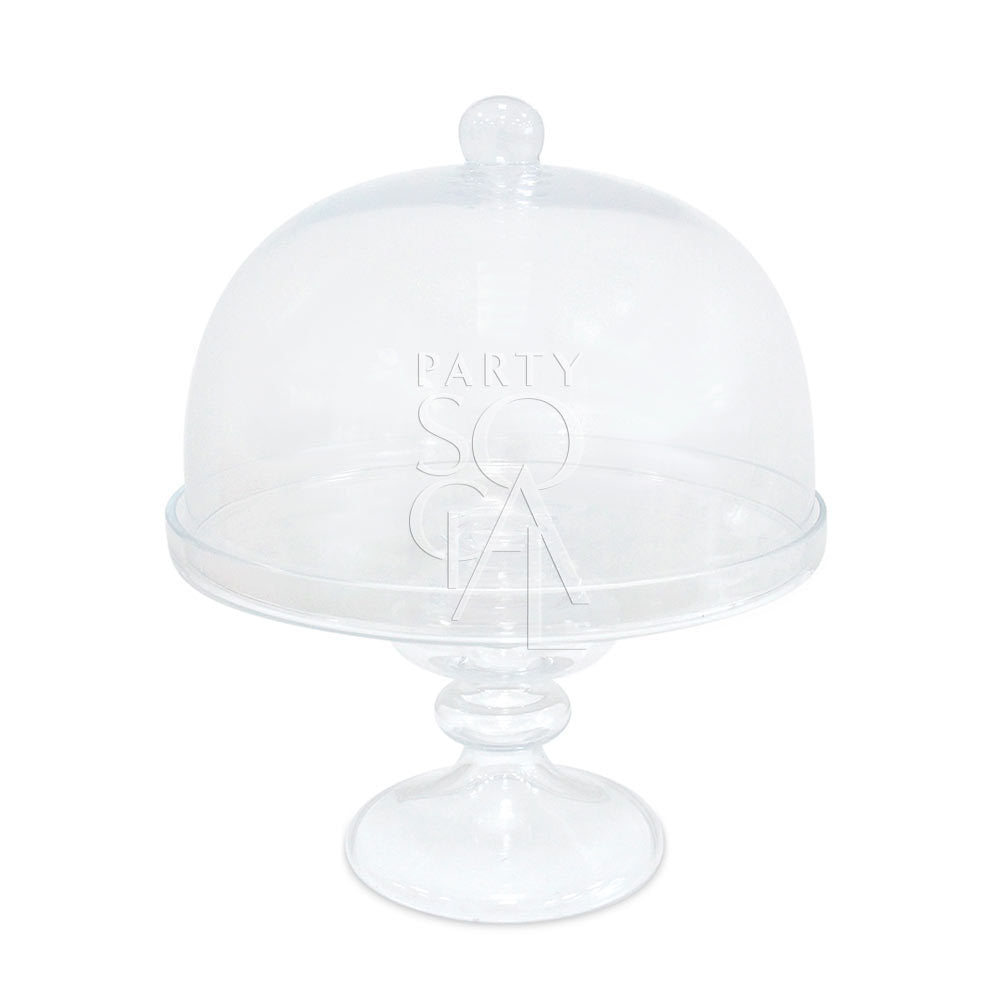 CAKE STAND - CLEAR SIMPLE GLASS &amp; COVER