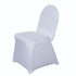 Elegant stretch chair cover in a crisp white color, designed to fit snugly over the chair for a clean and polished look. The white hue adds a fresh and timeless touch, perfect for weddings, formal events, or creating a bright, cohesive decor theme.