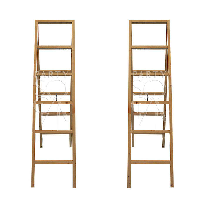 Charming rustic ladder with a weathered wood finish and simple design, perfect for adding a touch of farmhouse style and vintage character to any room or decor.