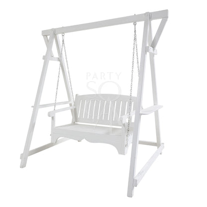 WHITE WOODEN SWING