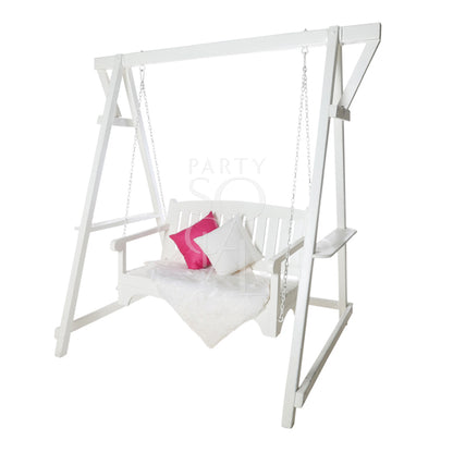 WHITE WOODEN SWING